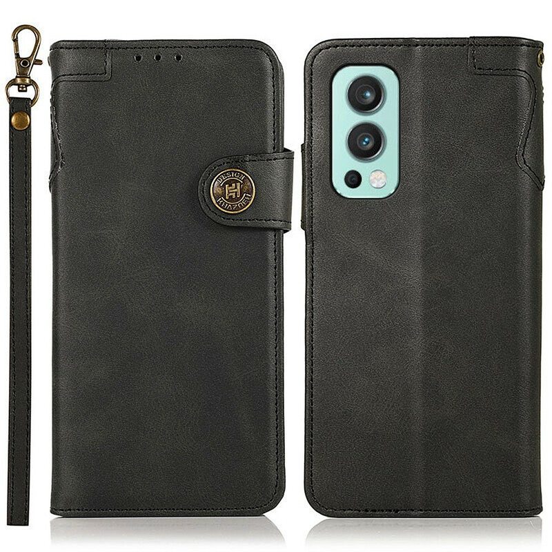 Flip Case OnePlus Nord 2 5G Keinonahkainen Nappi Khazneh