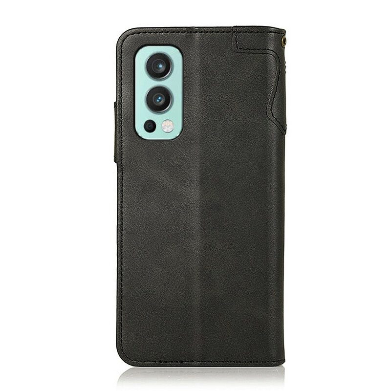 Flip Case OnePlus Nord 2 5G Keinonahkainen Nappi Khazneh