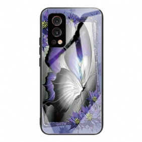 Kuori OnePlus Nord 2 5G Purple Butterfly Karkaistu Lasi