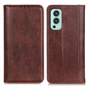 Puhelinkuoret OnePlus Nord 2 5G Kotelot Flip Litchi Split Leather -versio