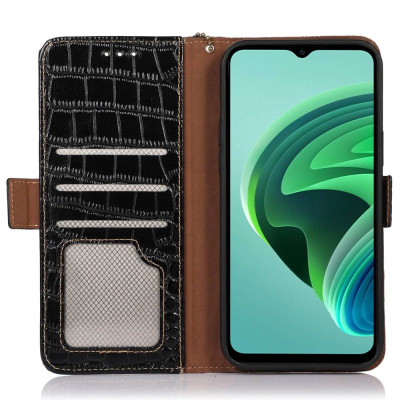 Kotelot Poco X6 Pro 5g Puhelinkuoret Crocodile Texture -lompakko Rfid-estolla