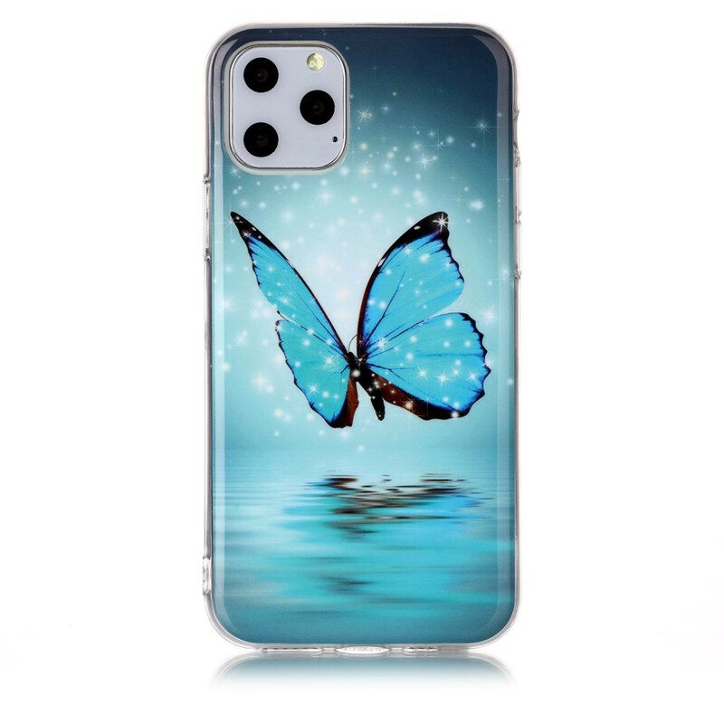 Case iPhone 11 Pro Fluoresoiva Sininen Perhonen