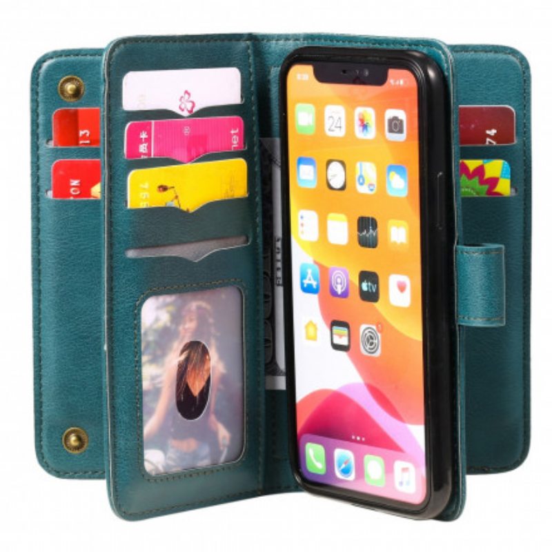 Flip Case iPhone 11 Pro Monitoiminen 10 Kortin Pidike