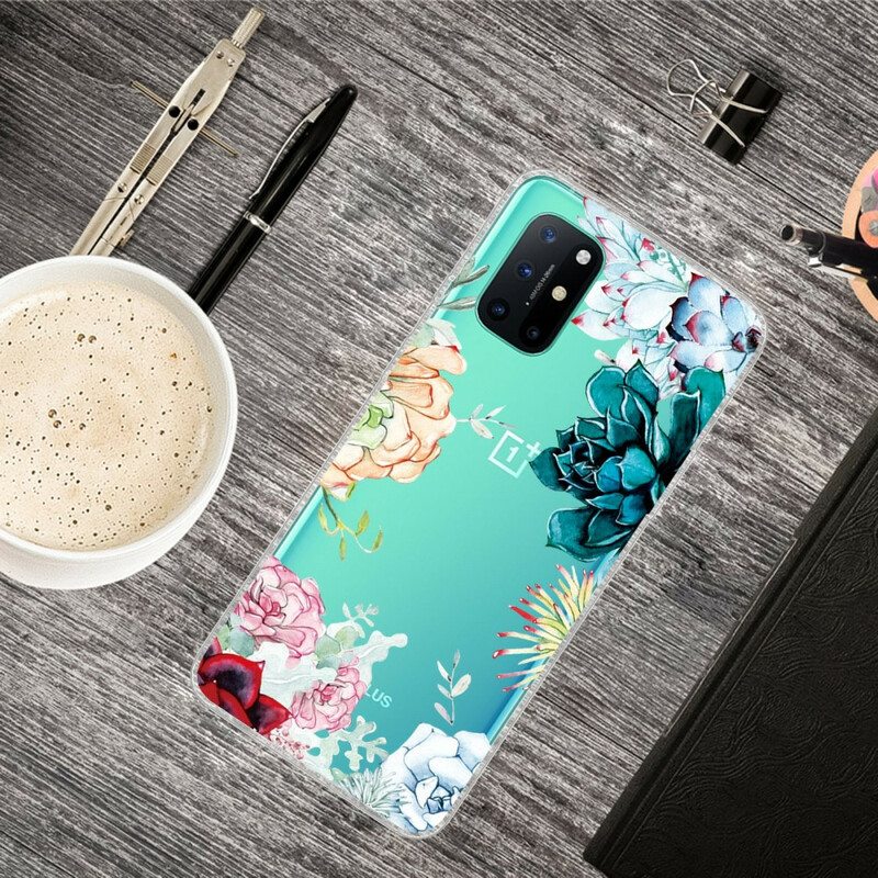 Case OnePlus 8T Saumattomat Akvarellikukat