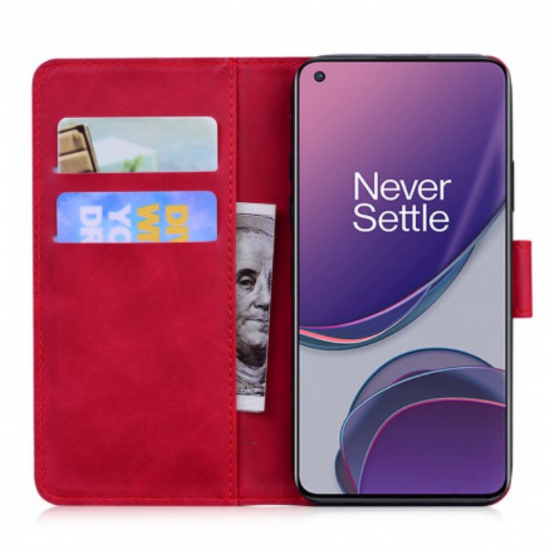 Kotelot OnePlus 8T Yksivärinen Nahkaefekti