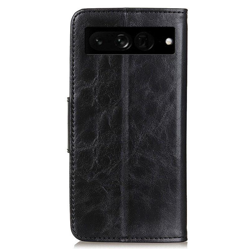 Flip Case Google Pixel 7 Pro Halkaistu Nahkainen Käännettävä Lukko