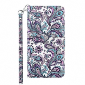 Flip Case Google Pixel 7 Pro Suojaketju Kuori Strappy Paisley -kuvio