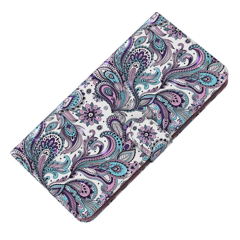 Flip Case Google Pixel 7 Pro Suojaketju Kuori Strappy Paisley -kuvio