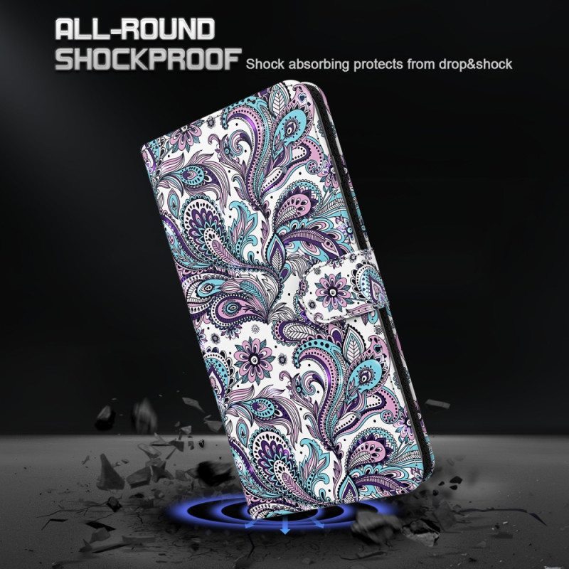 Flip Case Google Pixel 7 Pro Suojaketju Kuori Strappy Paisley -kuvio