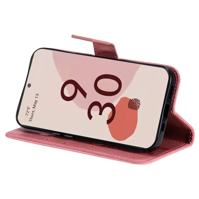 Flip Case Google Pixel 7 Pro Suojaketju Kuori Tree Ja Strappy Cat