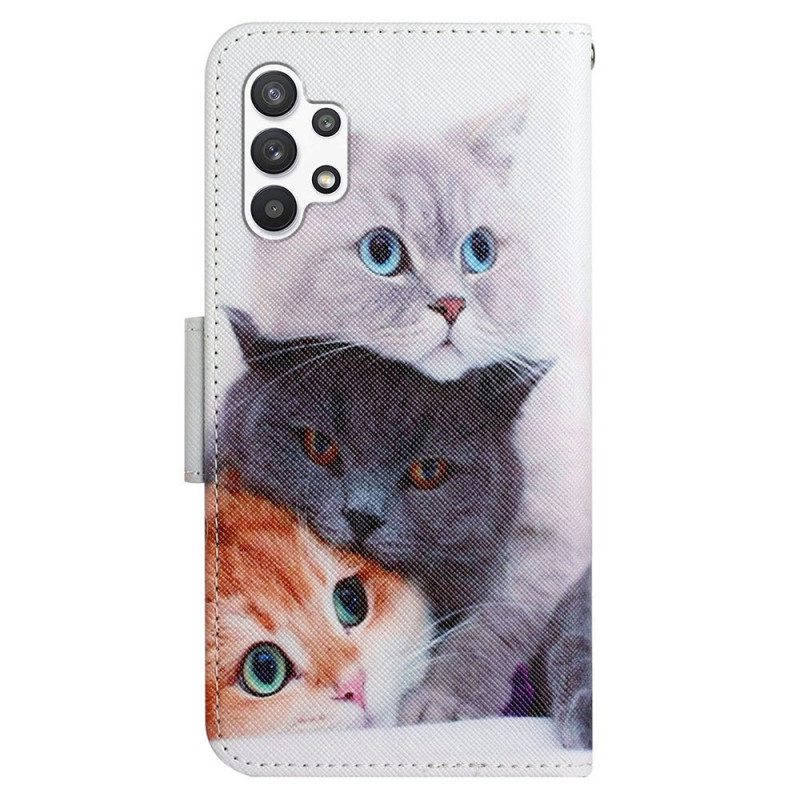 Flip Case Samsung Galaxy A13 Tarinat Kissoista Kaulanauhalla