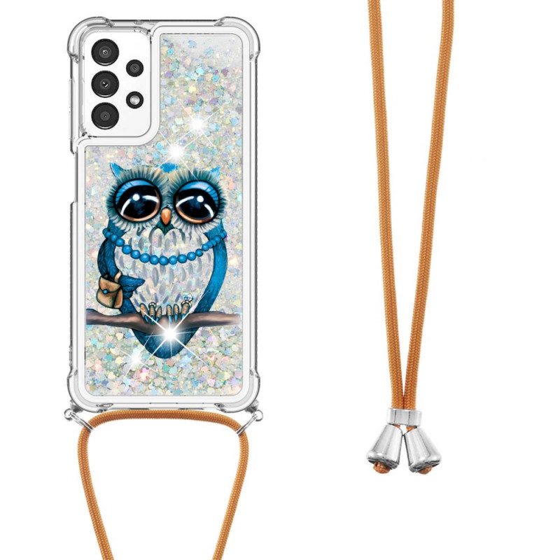 Kuori Samsung Galaxy A13 Kiristysnyörillä Paljetti Kiristysnyöri Miss Owl