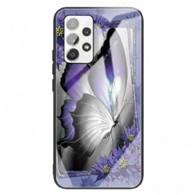 Kuori Samsung Galaxy A13 Purple Butterfly Karkaistu Lasi