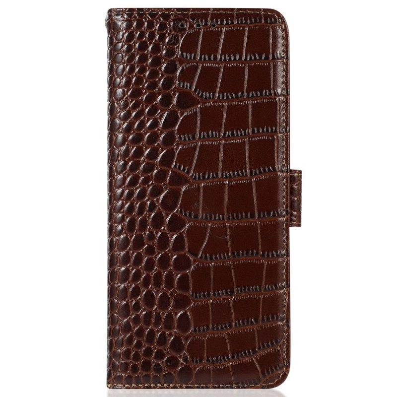 Flip Case Poco X4 GT Rfid Crocodile Style Aitoa Nahkaa