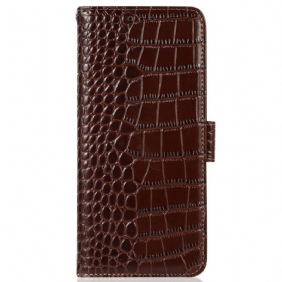 Flip Case Poco X4 GT Rfid Crocodile Style Aitoa Nahkaa