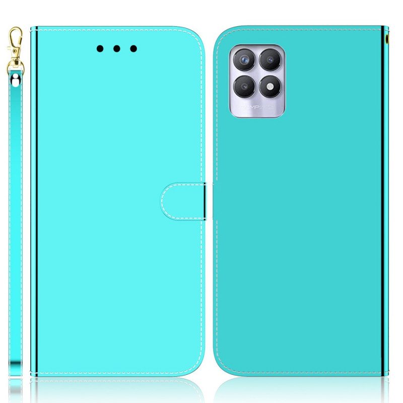 Flip Case Realme 8i Keinonahkainen Peilin Kansi