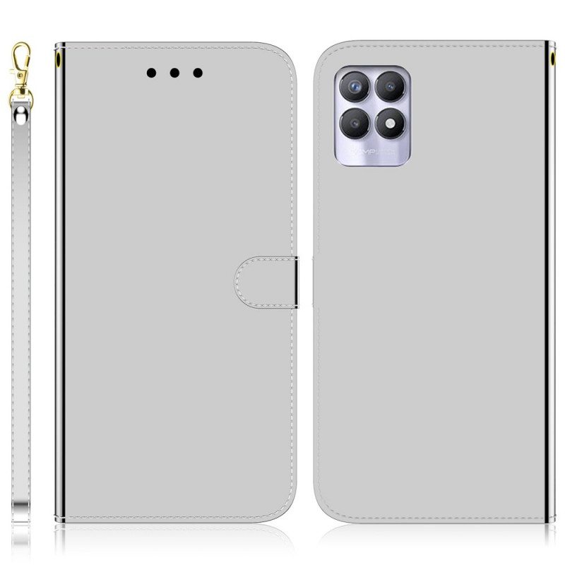 Flip Case Realme 8i Keinonahkainen Peilin Kansi