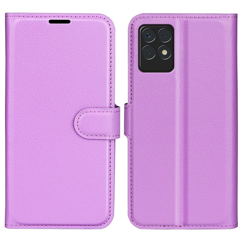 Flip Case Realme 8i Klassinen Litsi Tekonahka