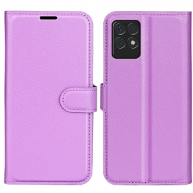 Flip Case Realme 8i Klassinen Litsi Tekonahka