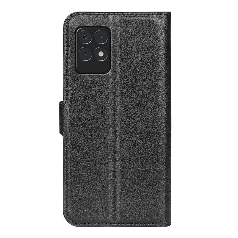 Flip Case Realme 8i Klassinen Litsi Tekonahka