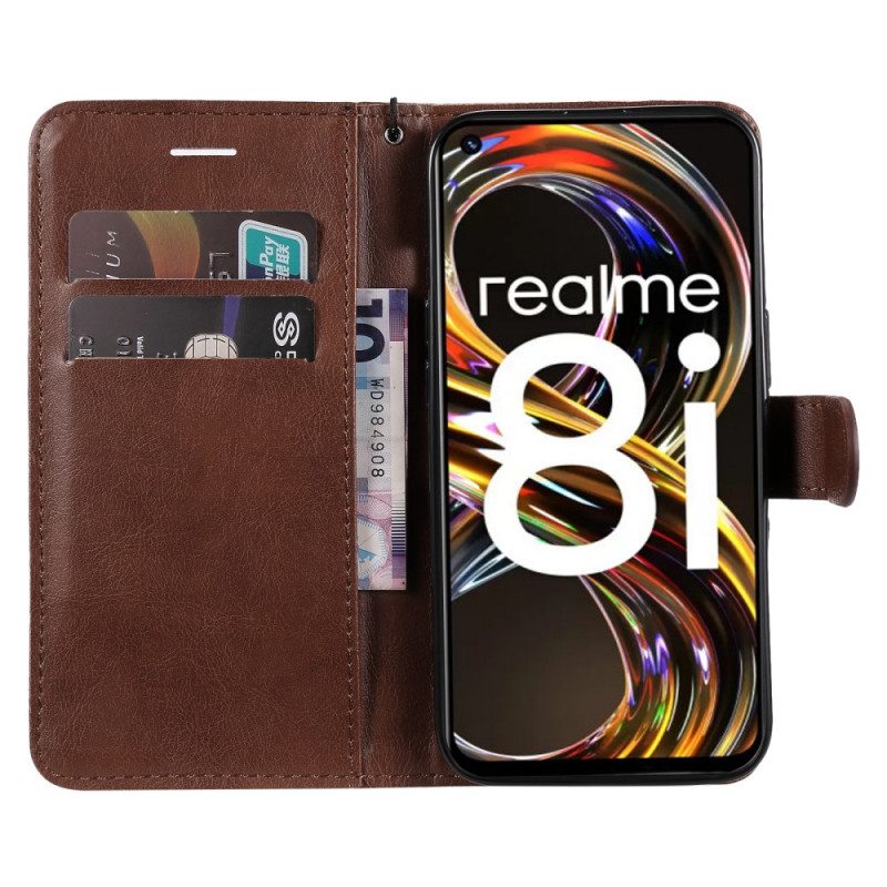 Kotelot Realme 8i Suojaketju Kuori Strappy Leather Effect