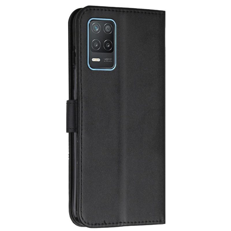 Flip Case Realme 8 5G Suojaketju Kuori Strappy Geo Leather Effect