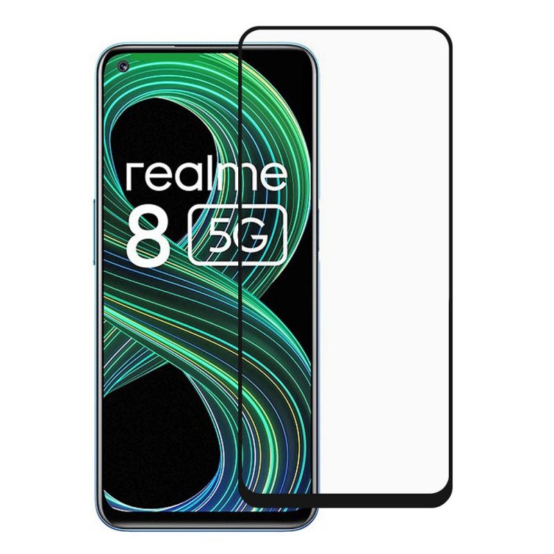 Realme 8 5G Black Edge Karkaistu Lasi Näytönsuoja