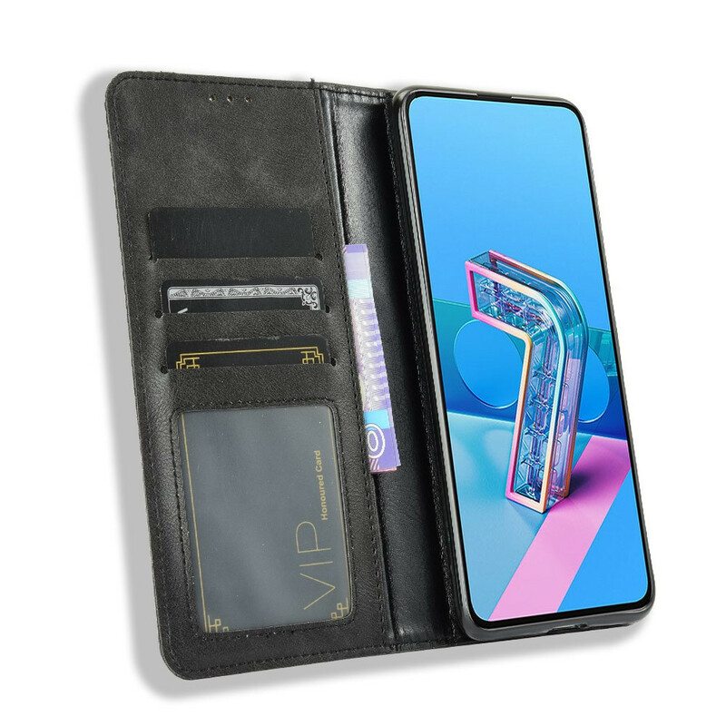 Puhelinkuoret Asus Zenfone 7 / 7 Pro Kotelot Flip Tyylitelty Vintage-nahkaefekti