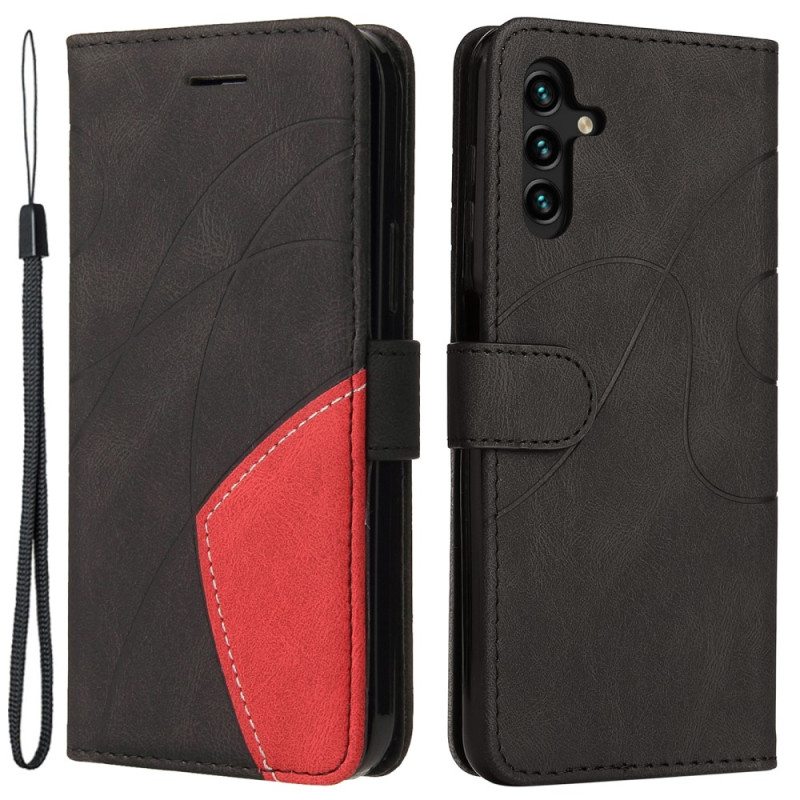 Flip Case Samsung Galaxy A34 5G Suojaketju Kuori Kaksivärinen Hihna