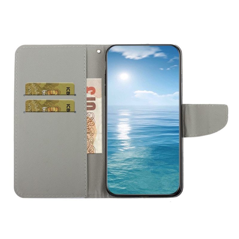 Flip Case Samsung Galaxy A34 5G Suojaketju Kuori Strappy Patchwork