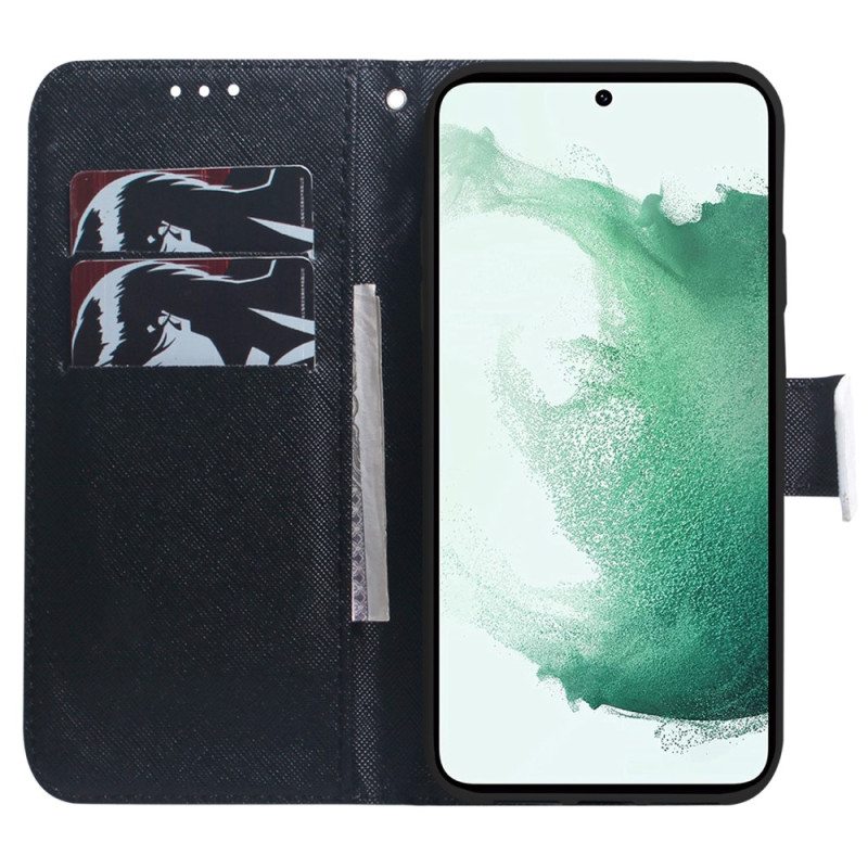 Flip Case Samsung Galaxy A34 5G Suojaketju Kuori Strappy Watercolour Wolf