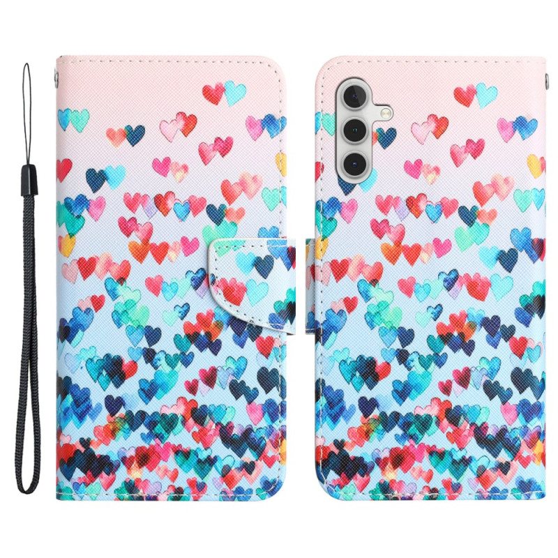 Kotelot Samsung Galaxy A34 5G Suojaketju Kuori Strappy Hearts Rain