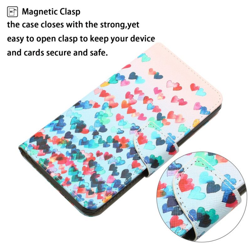 Kotelot Samsung Galaxy A34 5G Suojaketju Kuori Strappy Hearts Rain