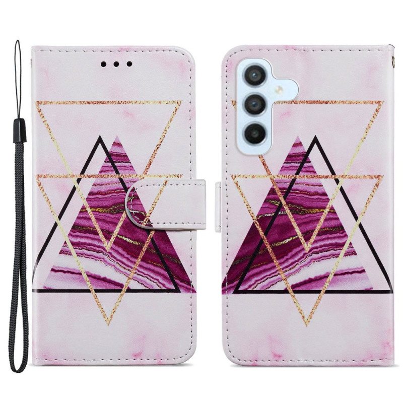 Kotelot Samsung Galaxy A34 5G Suojaketju Kuori Strappy Marble Style