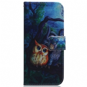 Kotelot Samsung Galaxy A34 5G Suojaketju Kuori Strappy Owls -maalaus