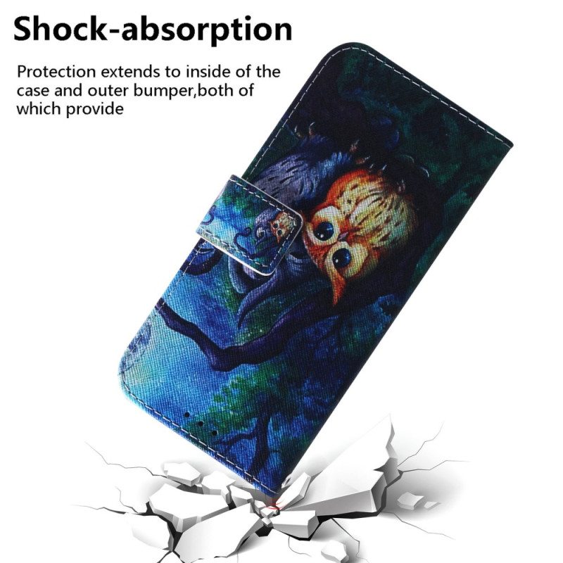 Kotelot Samsung Galaxy A34 5G Suojaketju Kuori Strappy Owls -maalaus