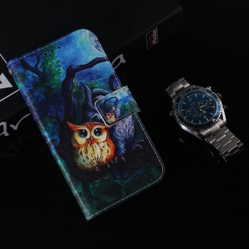 Kotelot Samsung Galaxy A34 5G Suojaketju Kuori Strappy Owls -maalaus