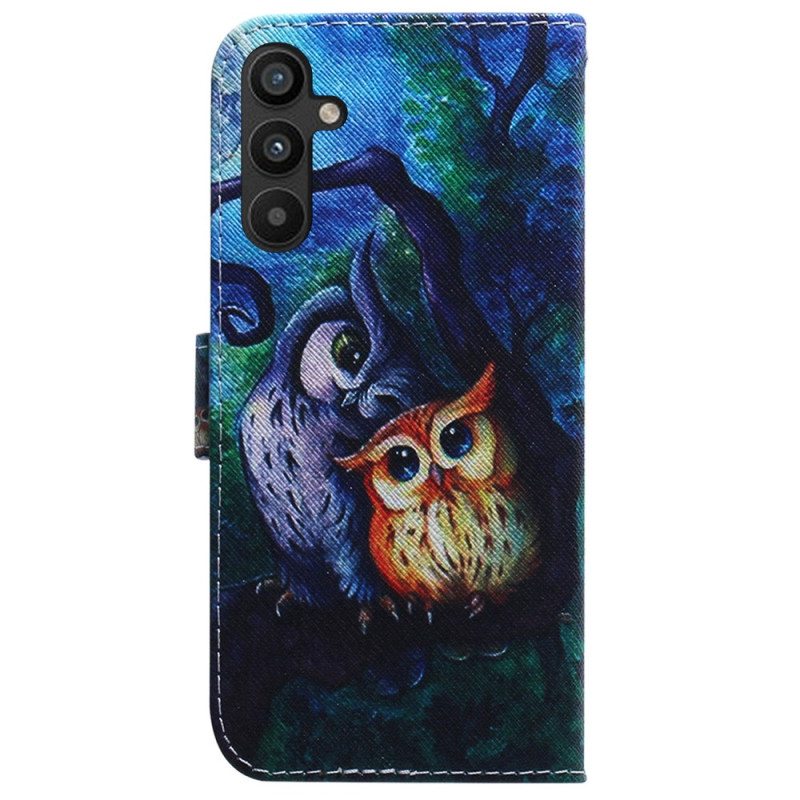 Kotelot Samsung Galaxy A34 5G Suojaketju Kuori Strappy Owls -maalaus