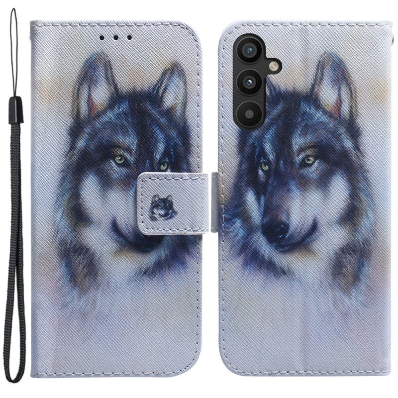 Kotelot Samsung Galaxy A34 5G Suojaketju Kuori Strappy Watercolour Wolf