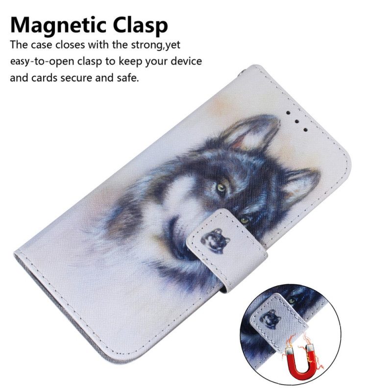 Kotelot Samsung Galaxy A34 5G Suojaketju Kuori Strappy Watercolour Wolf