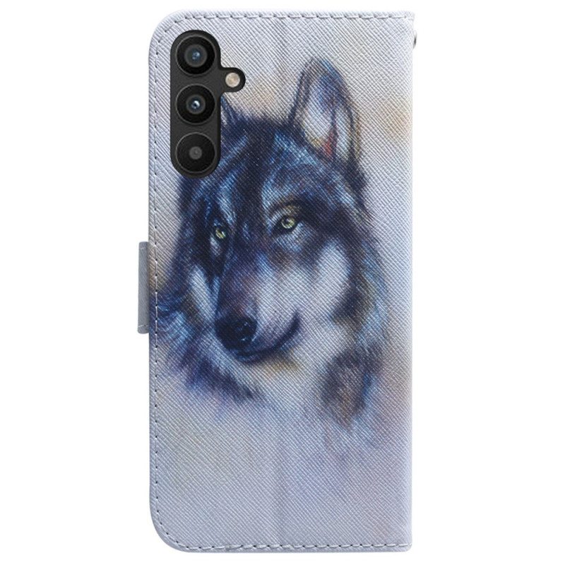 Kotelot Samsung Galaxy A34 5G Suojaketju Kuori Strappy Watercolour Wolf