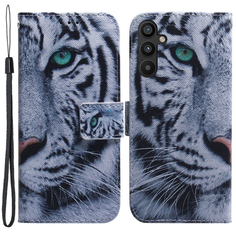 Kotelot Samsung Galaxy A34 5G Suojaketju Kuori Strappy White Tiger