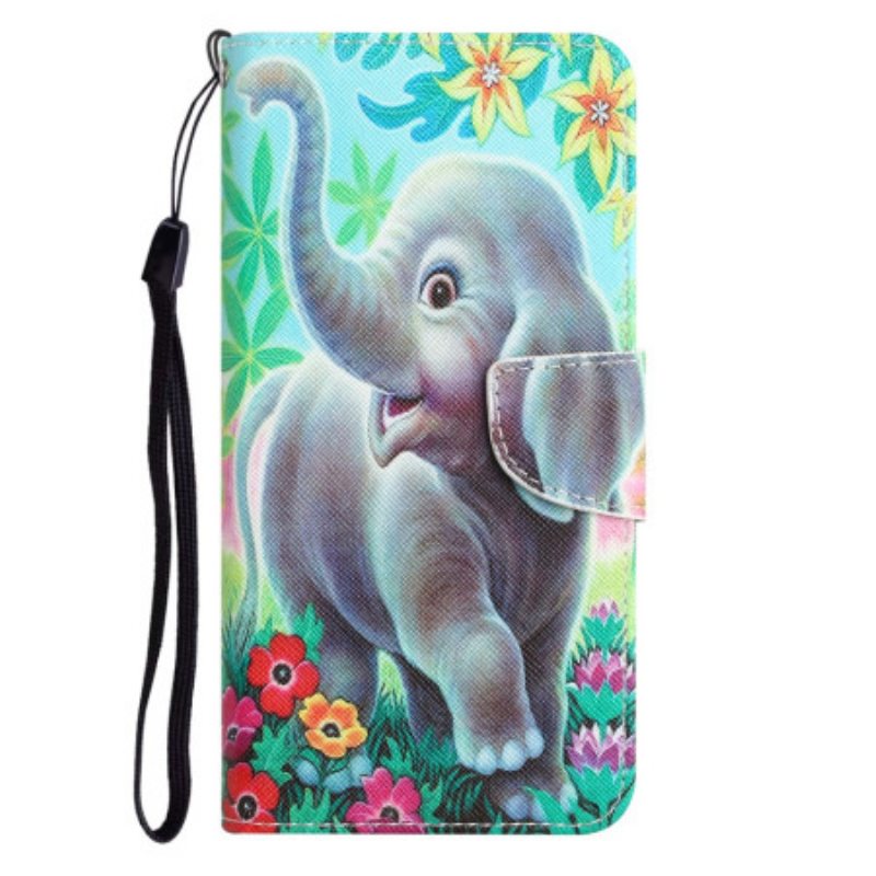 Nahkakotelo Samsung Galaxy A34 5G Suojaketju Kuori Happy Elephant In Thong