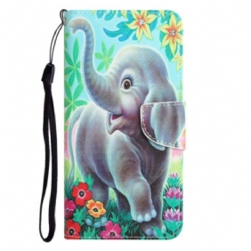 Nahkakotelo Samsung Galaxy A34 5G Suojaketju Kuori Happy Elephant In Thong