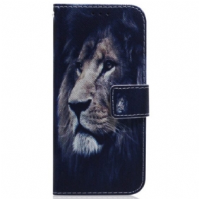 Nahkakotelo Samsung Galaxy A34 5G Suojaketju Kuori Lanyard Lion