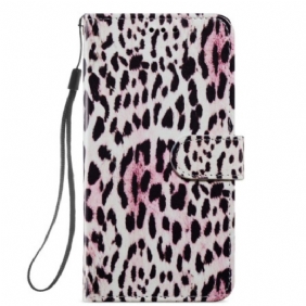 Nahkakotelo Samsung Galaxy A34 5G Suojaketju Kuori Strappy Leopard Print