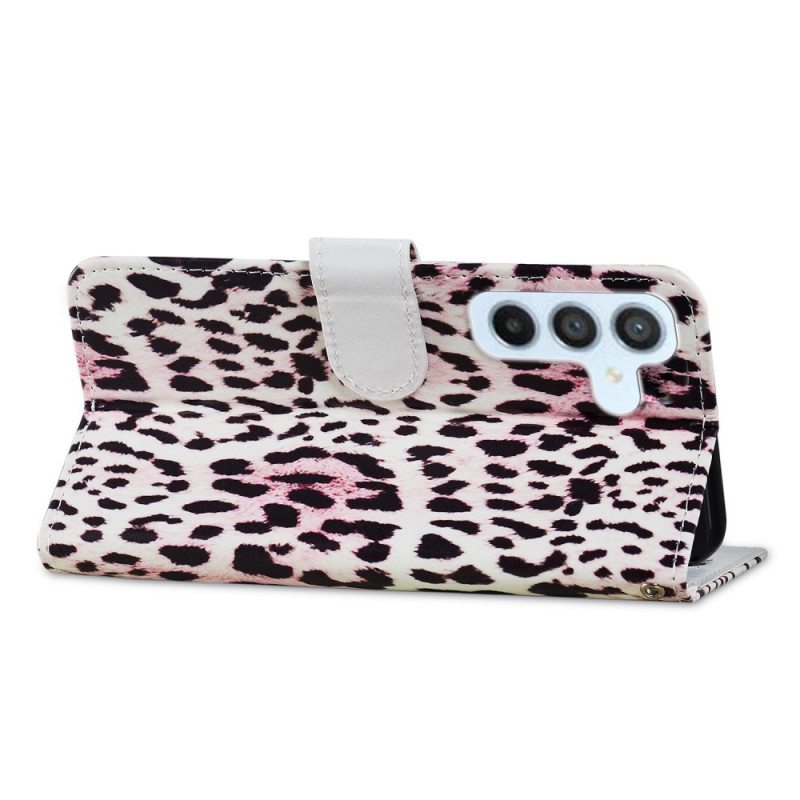 Nahkakotelo Samsung Galaxy A34 5G Suojaketju Kuori Strappy Leopard Print