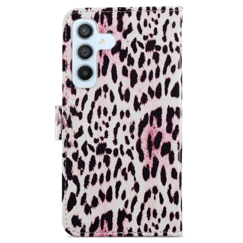 Nahkakotelo Samsung Galaxy A34 5G Suojaketju Kuori Strappy Leopard Print