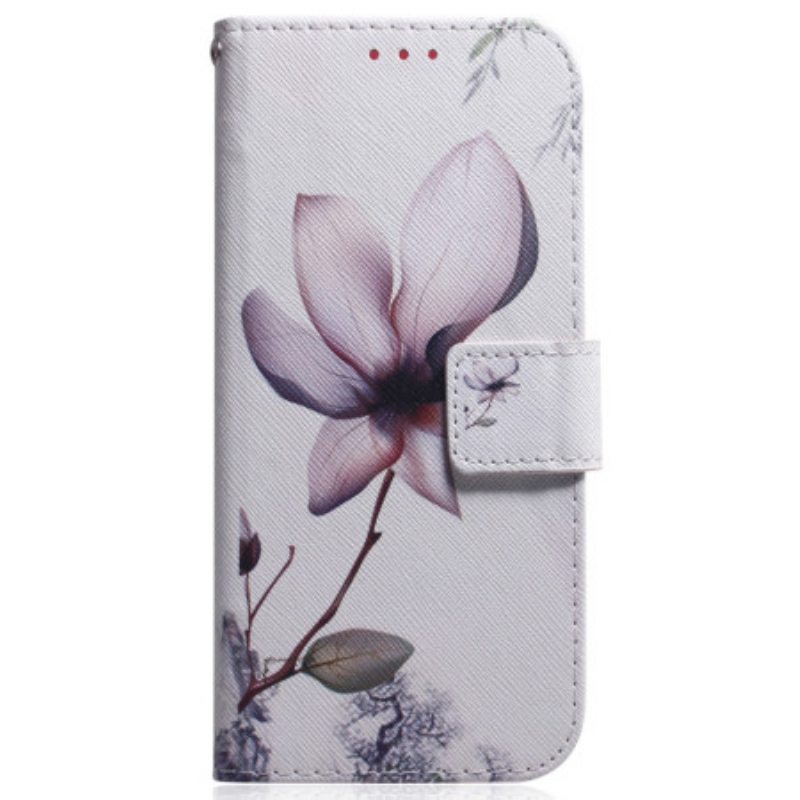 Nahkakotelo Samsung Galaxy A34 5G Suojaketju Kuori Vintage Strappy Flower