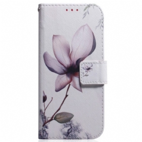 Nahkakotelo Samsung Galaxy A34 5G Suojaketju Kuori Vintage Strappy Flower